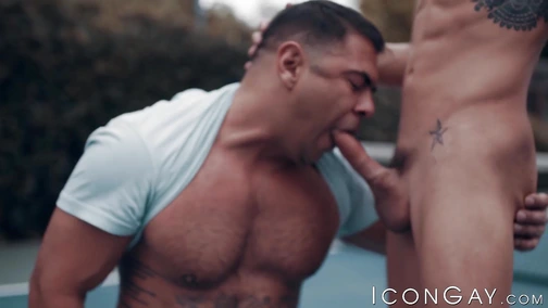Horny tattooed teen swallows warm cum